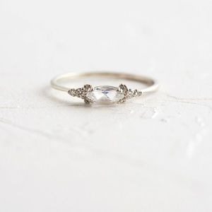 Melanie Casey Moonstone Eyelet Ring (14k white gold)